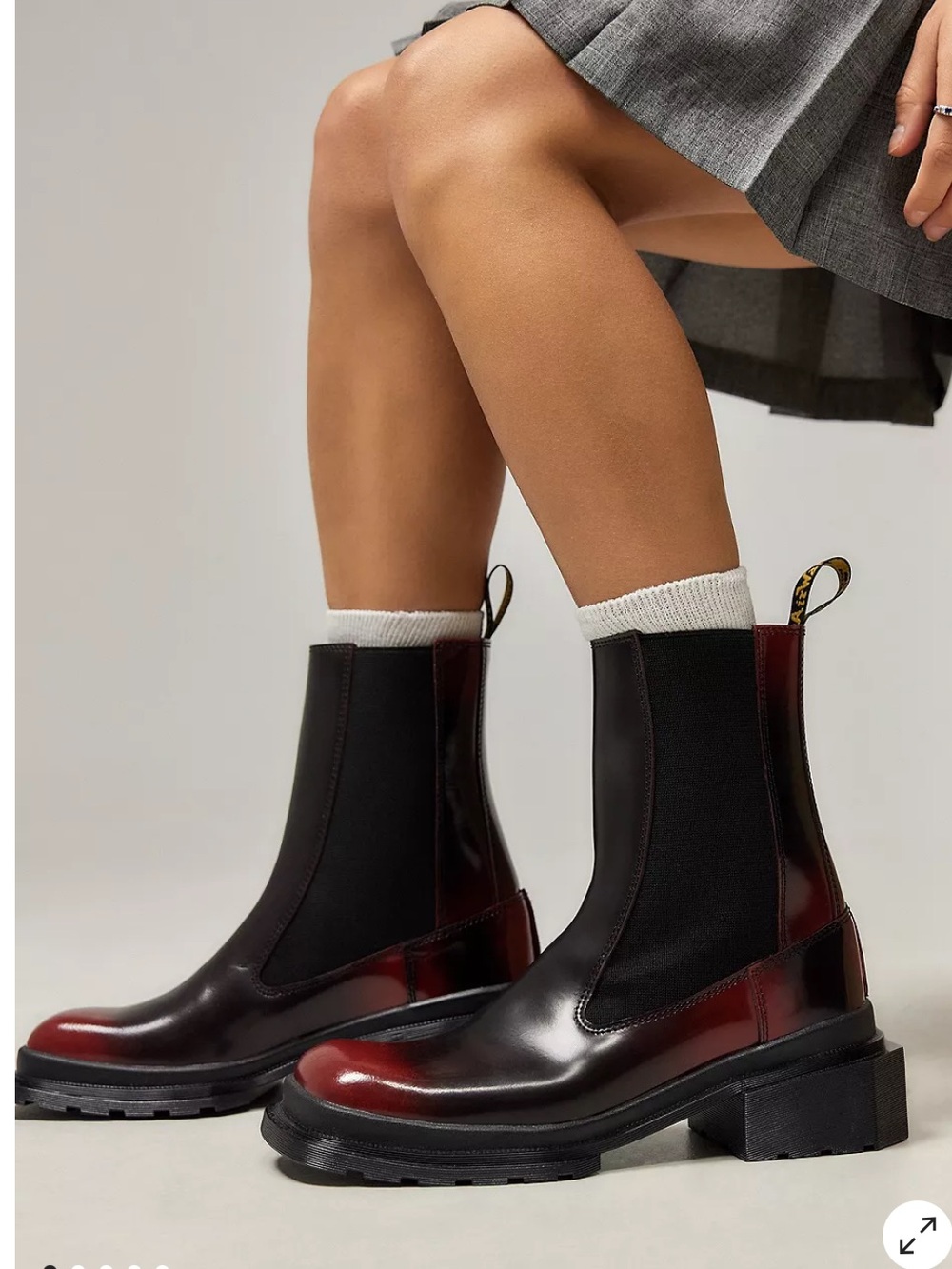 Dr Martens Maybole Square Toe Platform Chelsea Boots 9 Black / Cherry Red - Picture 14 of 14